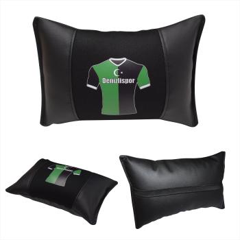 Auto Nackenkissen Nackenpolster Leder und gesticktes Polster Design Türkische Mannschaft Denizli Denizlispor Fussballtrikot